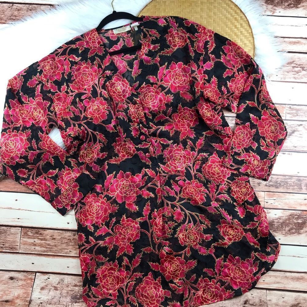 VTG Victoria Secret gold label‎ floral night shirt